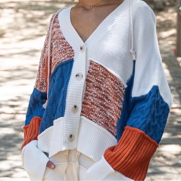 POL Ultra Comfort Color-block Button Hoodie Sweater S-M-L NWT - Picture 7 of 12